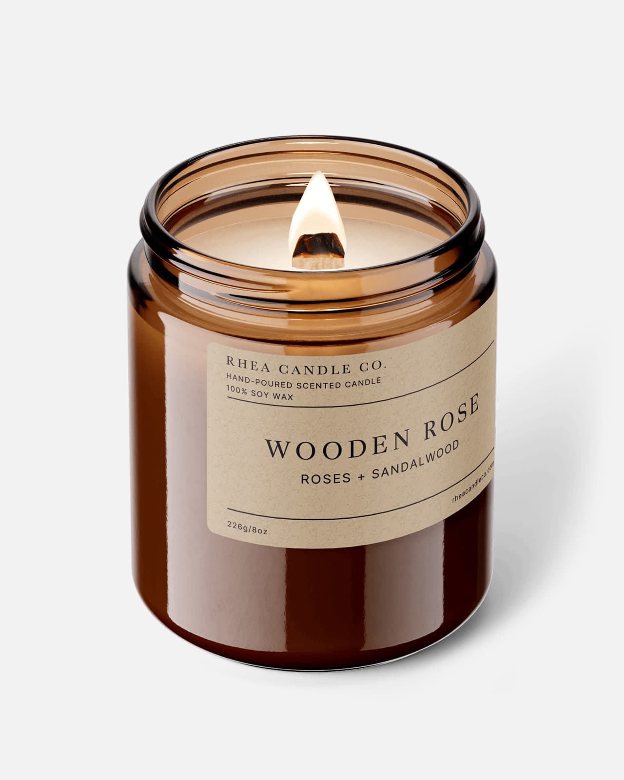 Wooden Rose Candle | Rose + Sandalwood - Rhea Candle Co.