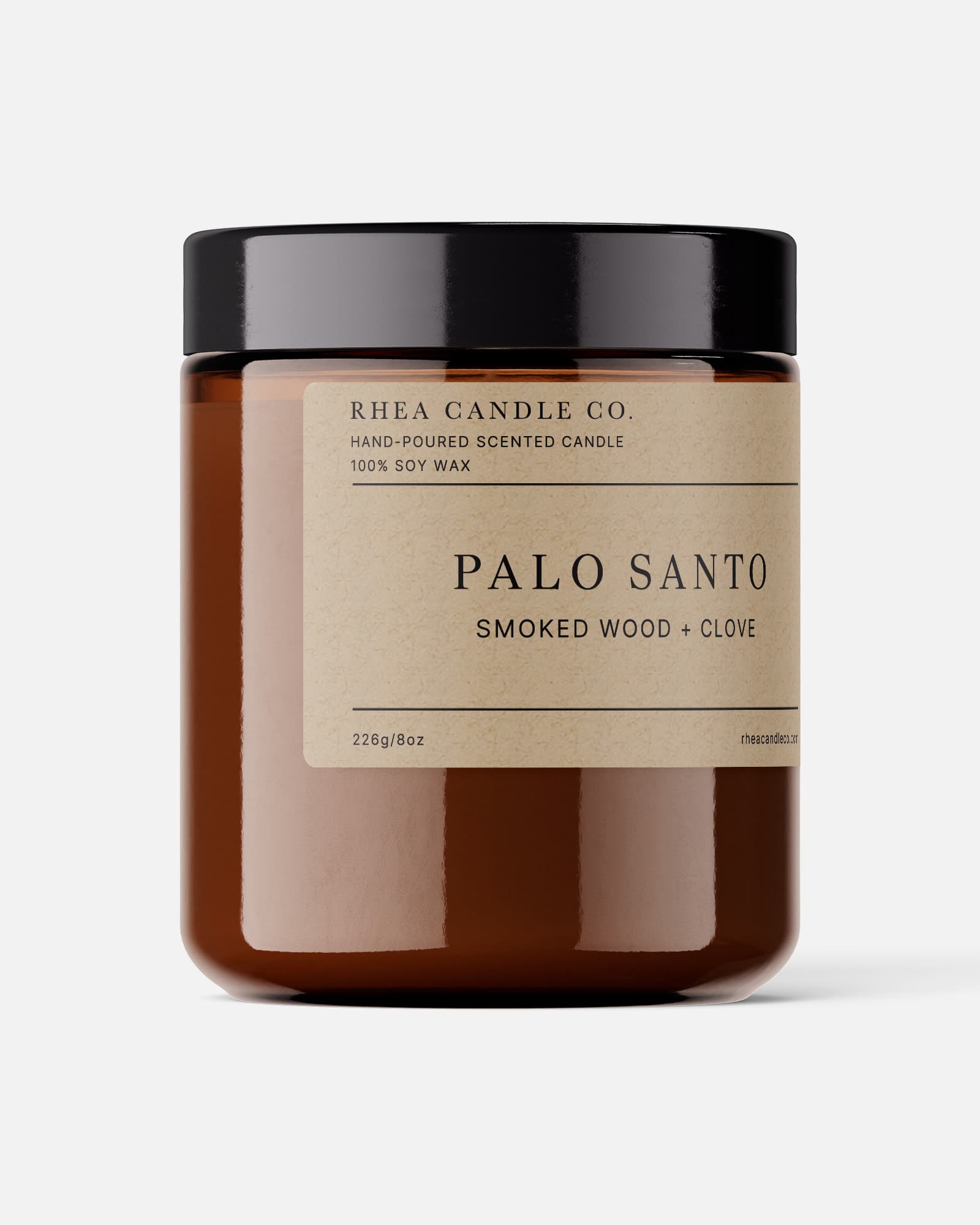 Palo Santo Candle | Smoked Wood + Clove - Rhea Candle Co.