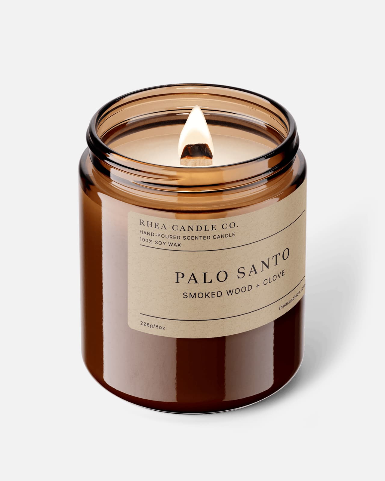 Palo Santo Candle | Smoked Wood + Clove - Rhea Candle Co.